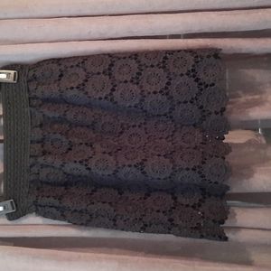 Lace black mid length skirt sm